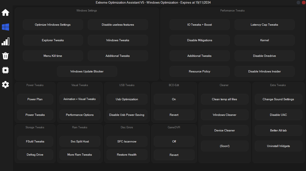 Risxn Extreme Utility — Extreme Optimization Assistant V5 Windows optimization panel